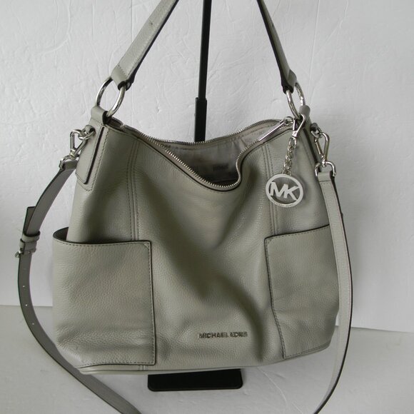 Michael Kors Anita Gray Pebbled Leather Hobo CONVERTIBLE CROSSBODY/SHOULDER BAG - Picture 1 of 9
